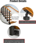 Rock Solid Heavy Duty Side Mount Railing Kit Featuring Powder Coated Wrought Iron Balusters And Support Columns Ideal For Balcony Deck Patio Stairs Project Approx 30 Inch Black Finish, showing adjustable brackets.