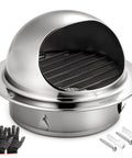 4 Inch 304 Stainless Steel Wall Vent Hood With Louver And Mesh for HVAC And Dryers Industrial Use Heavy Duty Rust Resistant Durable Vent Cover Easy Install High Quality Airflow Protection, shown with installation accessories.