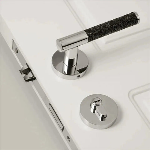 Brass Black Lychee Skin Door Lock Set Modern Style Interior Bedroom And Bathroom Dummy Handle Hardware Locks For Easy Home Entry And Next Level Door Security