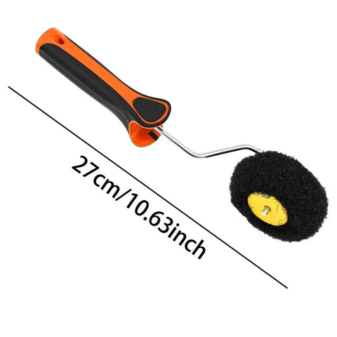 Drywall Corner Paint Roller Pumpkin Shape Precision Edging Tool For Tight Interior Exterior Wall Touch Ups Home Reno Pro Hack Quick Coating Game Changer Zero Fuss Knockout Finish, 27cm handle with sculpted roller.