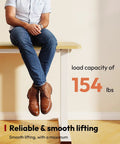 Spacious 40 Inch Height Adjustable Electric Standing Desk With Stable Base Perfect For Home Office Ergonomic Workstation showing load capacity of 154 lbs.