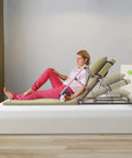 Power Lifting Backrest For Bed With Remote Control, 80 Degree Adjustable Electric Recliner, 661 Pounds Heavy Duty Capacity, Comfortable Armrests And Extender Cushion For Senior Care and Reading in use with a person reclining on a bed.