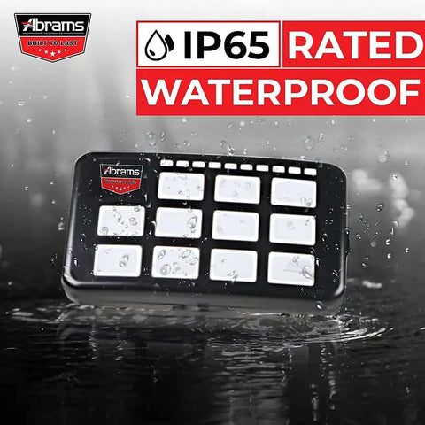 11-Gang LED Push Button Switch Panel For Offroad Vehicles And Emergency Lighting, IP65 rated waterproof design on display