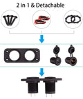 Golf Cart Cigarette Lighter Outlet With Quick Charge 3.0 USB Charger Waterproof 12V Input Power Socket Dual USB Ports Panel Mount Adapter Universal For EZGO Club Car Yamaha Models installation parts including screws, wires, and mounts.