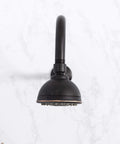 16 Inch Shower Head Extension Arm With High Arc Curve And Hook Design In Oil Rubbed Bronze, attached to shower wall