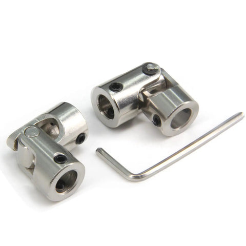 Rotatable Universal Joint Shaft Coupling Connector 8mm to 8mm with Screws and Wrench 2 Pack Heavy Duty Steel for RC Cars and Machinery