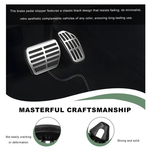 Rock Hard 4 Pack Brake Switch Stopper And Clutch Pedal Pads Plug And Play Auto Light Safety Buffer in a black and silver design.