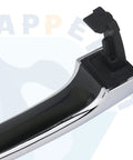 Close-up of exterior chrome door handle with gasket pad for Kia Sorento 2011-2015, rear right passenger side replacement, OEM exact fit.