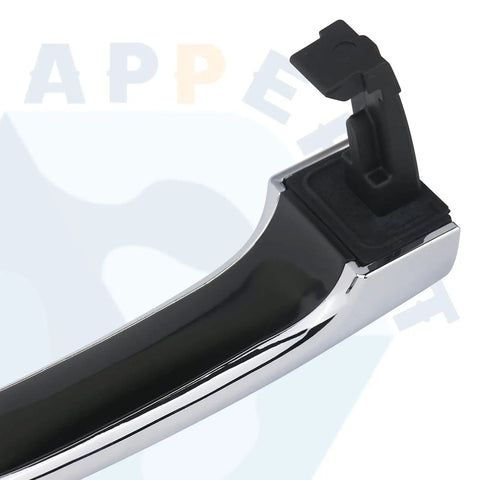 Close-up of exterior chrome door handle with gasket pad for Kia Sorento 2011-2015, rear right passenger side replacement, OEM exact fit.