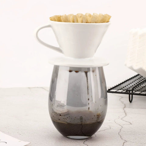 Unbleached 1-2 Cup Coffee Filters Pack Of 50 For Small Basket Style Pour Over And Drip Coffee Makers Eco Friendly Natural Brown Paper in use