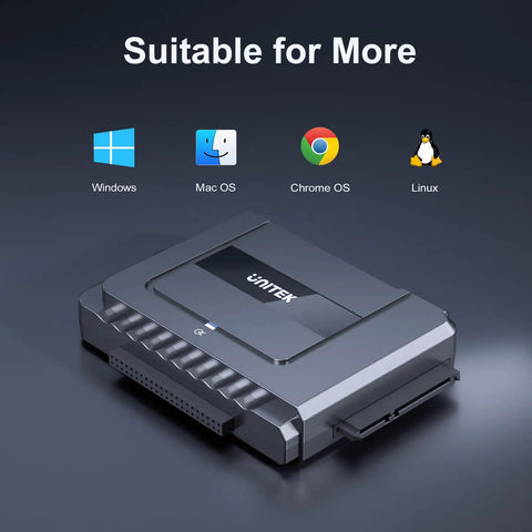 Dual Drive USB C SATA IDE Adapter For 2.5 And 3.5 Inch HDDs SSDs And Optical Drives Lets You Run One SATA And One IDE At The Same Time With Easy Plug And Play, gray adapter