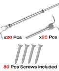 Heavy Duty 3/16 Inch Cable Railing Kit With Swage Toggle Turnbuckles, T316 Stainless Steel For Wood Posts, 20 toggle and deck terminals shown