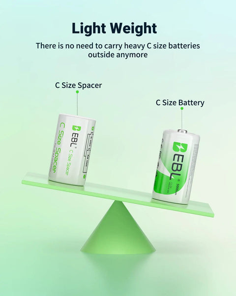 C Size Battery Adapters AA To C Converter Spacer Case 4 Pack For Rechargeable AA Cells Easy To Use Durable ABS on balanced seesaw