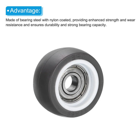 Tough As Nails TPE Rollers 4 Pack With 608ZZ Bearings showing a single black nylon-coated roller wheel with metal bearing.