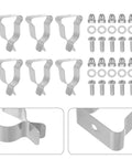 Heavy Duty Window Well Cover Retaining Clips 10 Pack Spring Clamps For Secure Basement Install Quick Easy Hold Down Kit Hardware, silver steel clips with screws and washers