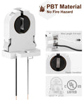 Screw Type T8 Lamp Holder With Wires 50 Pack UL Listed Non Shunted Tombstone Light Socket for LED retrofit with close-ups