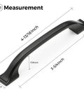 Three Pack Matte Black Cabinet Pulls Three And Three Quarters Inch Modern Arch Handles with measurement dimensions shown.