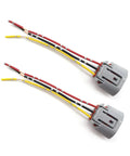 Heavy Duty Two Pack Alternator Regulator Harness With Three Wire Pigtail Plug And Insulated Automotive Wiring Connector image showing gray plugs and colorful wires.