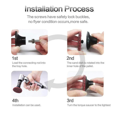 Two Inch Quick Change Sanding Discs Set Aluminum Oxide Roll Lock With Quarter Inch Holder Pro Grade Heavy Duty 50 Pcs For Die Grinder Surface Prep Stripping Grinding Polishing Finishing Rust And Paint Removal