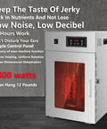 Rotary Meat Dryer And Commercial Food Dehydrator With 24 Hour Digital Timer For Sausage Bacon Chicken Jerky And Beef rustproof stainless steel design with digital control panel and hanging meats.