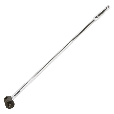 Heavy Duty 30 Inch Breaker Bar With 180 Degree Swivel Head For 1/2 Inch Drive, Chrome Vanadium Steel Construction With Nickel Chrome Finish