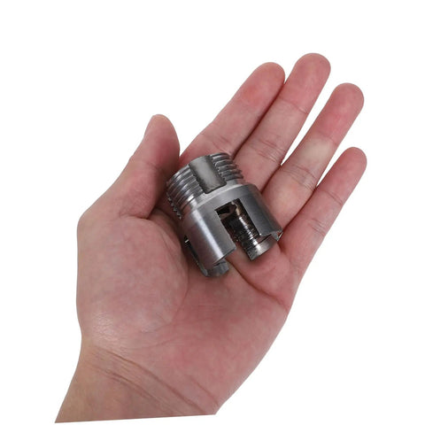 Popetpop 3 Pc Pvc Pipe Threader Set For Electric Drill integrated threading tool held in hand, showing 1-inch pipe cutter detail.
