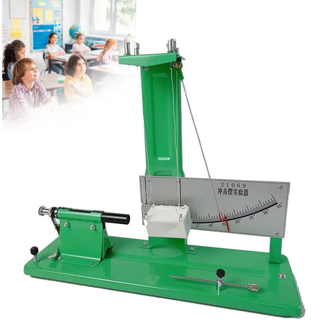 Pendulum Impact Physics Lab Kit For Projectile Velocity Measurements And Flat Throw Motion Experiments Middle School Science Teaching Aids Dynamic Mechanics Demonstration Tool For Hands On Learning, shown with a green base and measurement scale.