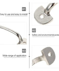 Close-up of Vintage Mini Cabinet Pulls in silver showing easy install features and environmental protection.