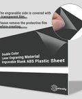 Close-up of 4 Pack Laser Engraving ABS Dual Color Plastic Sheets 12 By 8 Inches Engravable Blanks with protective film