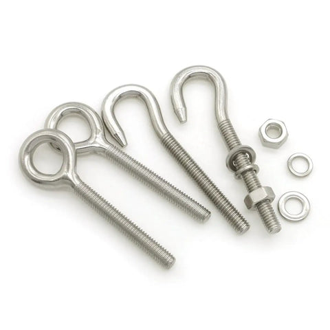 10Pcs M6 Stainless Steel Ring Eye Bolts Set With Welded Closed Eyes Rod Eye Screws Includes 20 Nuts And 40 Washers, stainless eye bolts