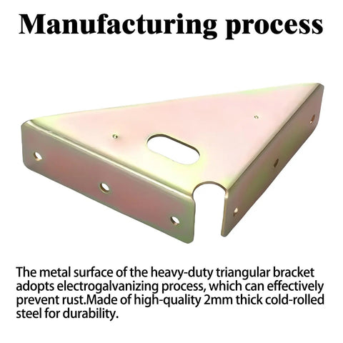 Beefed Up Heavy Duty Gusset Joints 4 Pack showcasing triangular brace with electrogalvanized finish for rust prevention and durability.