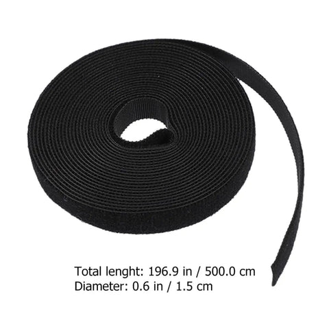 Slick Heavy Duty Black Self Gripping Cord Ties For Reliable Cable Management Reusable Wire Organizers Quick Fix For Messy Desks And Tangled Headphones Two Roll Game Changer Bundle, black nylon roll, 196.9 in long.