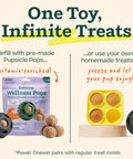 Power Chewer Pupsicle Dog Treat Toy For Strong Chewers Ultra Durable Rubber Chew Ball For Medium Dogs 25 To 75 Lbs Easy To Clean Long Lasting Fun That Keeps Pups Busy, refill and treat mold