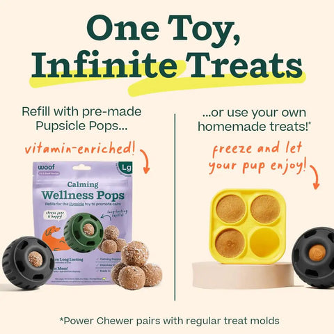 Power Chewer Pupsicle Dog Treat Toy For Strong Chewers Ultra Durable Rubber Chew Ball For Medium Dogs 25 To 75 Lbs Easy To Clean Long Lasting Fun That Keeps Pups Busy, refill and treat mold