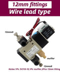 Heavy Duty AC220V DC12V 24V Solenoid Valve Electromagnetic Reversing Switch For Pneumatic Systems Plus Needle Valve Control with wire leads.