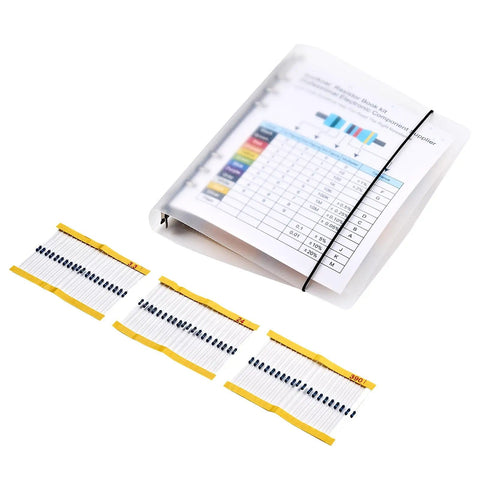 80 Value 1600 Pcs Metal Film Resistor Kit with Thick Copper Leads 0.43 mm for DIY Electronics Projects in a Book Style Binder