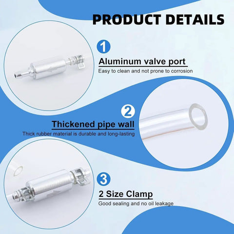 Two Pack Brake Bleeder Hose Kit With One Way Check Valve For Car And Motorcycle Clutch Bleeding includes valve, pipe, clamp