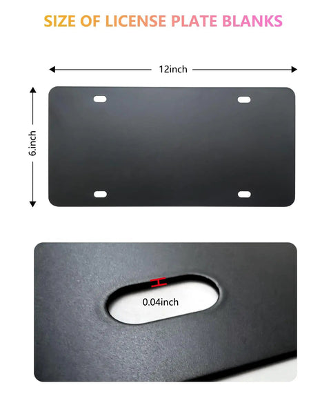 Heavy Duty Metal Reinforcement Plate For Car License Plate Backing With Screws And Caps, Rust Resistant Matte Black Finish
