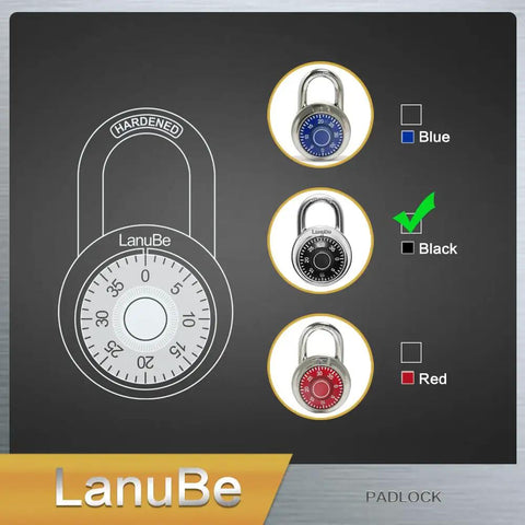 Image showing 2 Inch Wide Dial Combination Lock With Preset Three Digit Code Black Turnplate Pack Of 16 selected option.