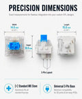 60 Piece Blue Keyboard Switches Clicky Tactile Clickers For 3D Printing Projects And Fidget Toys With Crisp Bangin Sound And Strong Feedback To Upgrade Your Setup. Precision dimensions of blue MX-style 3-pin keyboard switch