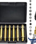Six Piece Screw Extractor Set For Damaged Screws Quick Fix Kit with titanium coated HSS drill bits in a black portable case