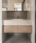 Bathroom vanity with 5 Pack Stick On Cabinet Handles And Drawer Pulls Three And One Quarter Inch Gray No Drill Self Adhesive Cabinet Hardware