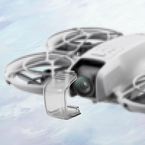 Transparent black anti scratch lens cover for NEO drone, dustproof protective lens cap, gimbal protector shield shown on drone
