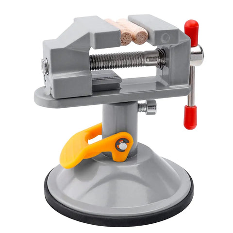 Dope Mini Drill Press Vise With Suction Cup 360 Degree Rotating Walnut Clamp Adjustable Jaw Vise for Jewelry Making and DIY Crafts