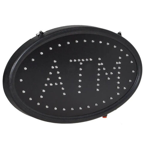 Eye Catching LED ATM Sign For Retail Bar Or Cafe Now Open Display With On Off Switch And Chain Oval 19 By 10 Inches Low Energy High