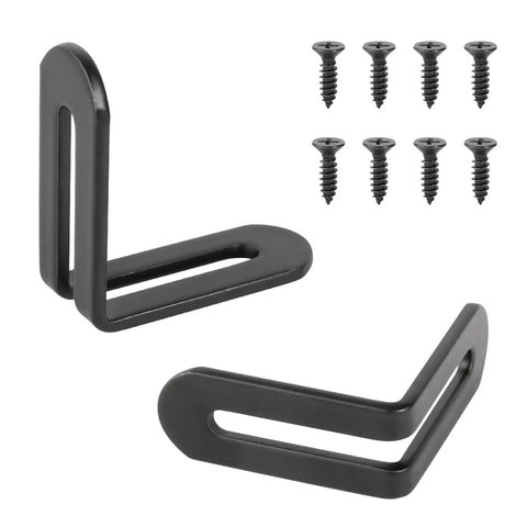 10 Pack Tough As Nails Black Corner Brackets Rock Solid Stainless Steel Shelf Connectors For Heavy Furniture Reinforcement Cabinet Mount And Quick Drawer Install Pro Grade Hardware with screws.