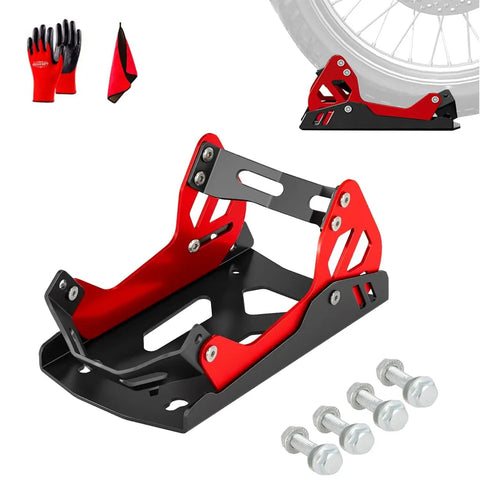 Portable Motorcycle Wheel Chock With 1800 Lb Capacity Adjustable Front Tire Stand for 8 to 21 Inch Wheels, iron construction