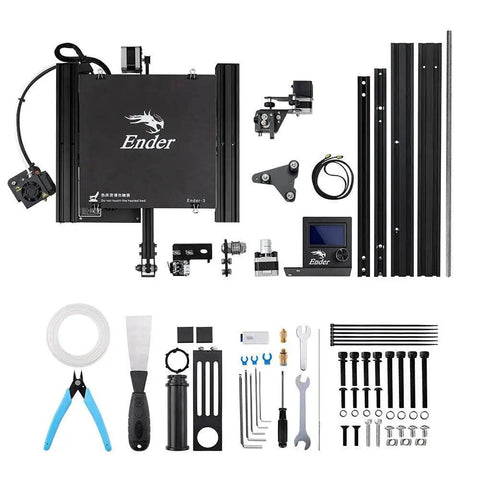Ender 3 3D Printer With Resume Printing Function fully open source components laid out for DIY makers assembly.