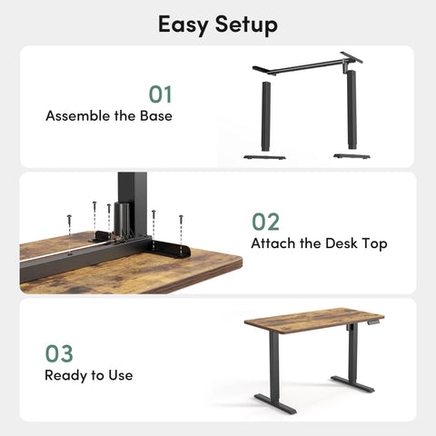 Assembly steps for Large One Piece Standing Desk 48 By 24 With Electric Height Adjustment Sit Stand Workstation For Home Office Dope Stability.