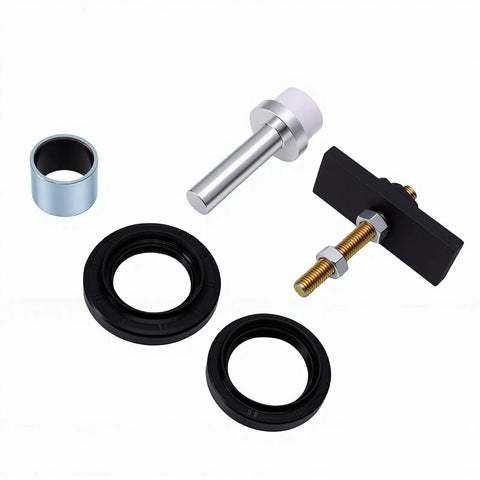 Thinking Process: 8-inch rear axle clamshell seal kit with steel installer, black seals, and bearing tool